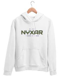 NYXAR: Who Am I Beyaz Unisex Kapşonlu Sweatshirt