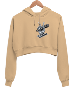 O SES BENİM Kadın Crop Hoodie Kapüşonlu Sweatshirt