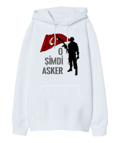 O şimdi Asker Oversize Unisex Kapüşonlu Sweatshirt