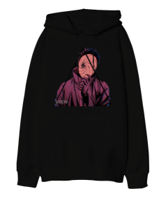 Obito Uchiha ön ve arka baskılı Oversize Unisex Kapüşonlu Sweatshirt