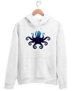 OCEAN LIFE Beyaz Unisex Kapşonlu Sweatshirt