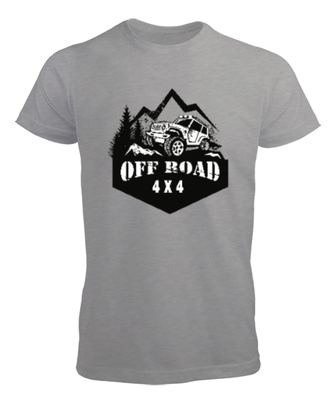 Tisho - Off Road 4x4 - Zorlu Sürüş Gri Erkek Tişört