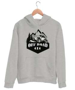 Off Road 4x4 - Zorlu Sürüş Gri Unisex Kapşonlu Sweatshirt