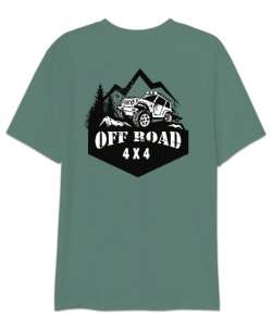 Off Road 4x4 - Zorlu Sürüş - Sırt Baskılı Çağla Yeşili Oversize Unisex Tişört