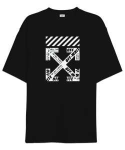 Off -White X Siyah Oversize Unisex Tişört