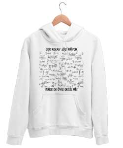 Öğretmen günü hediyesi matematik öğretmenine hediye yaratıcı öğretmenler günü hediyeleri çok kolay g Beyaz Unisex Kapşonlu Sweatshirt