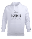 Öğretmen kıyafeti kalpli Beyaz Erkek Kapüşonlu Hoodie Sweatshirt