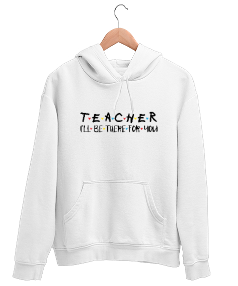 Tisho - Öğretmen - Slogan - Teacher Beyaz Unisex Kapşonlu Sweatshirt