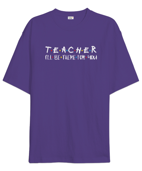 Tisho - Öğretmen - Slogan - Teacher Mor Oversize Unisex Tişört
