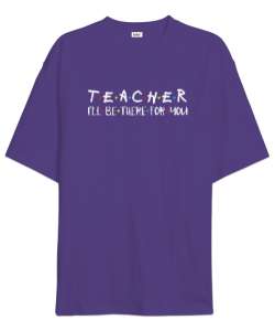 Öğretmen - Slogan - Teacher Mor Oversize Unisex Tişört