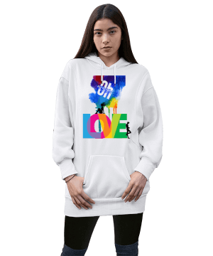 Oh My Love Kadın Uzun Hoodie Kapüşonlu Sweatshirt