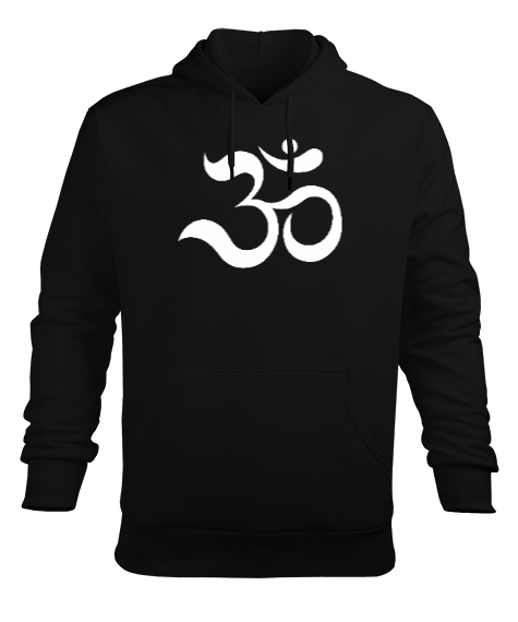 OHM Sembolü Yoga Meditasyon Baskılı Siyah Erkek Kapüşonlu Hoodie Sweatshirt