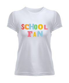 Okul fanı renkli komik Kadın Tişört