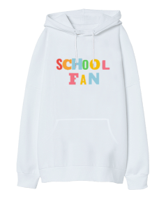 Okul fanı renkli komik Oversize Unisex Kapüşonlu Sweatshirt