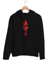 Olimpiyat Meşalesi Siyah Unisex Kapşonlu Sweatshirt - Thumbnail