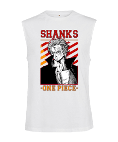 One Piece Anime Shanks Tasarım Baskılı Kesik Kol Unisex Tişört