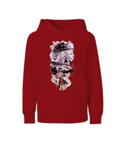 One Piece Anime Tasarım Baskılı Kırmızı Çocuk Unisex Hoodie Kapüşonlu