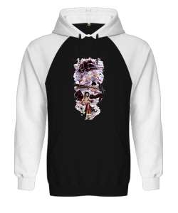 One Piece Anime Tasarım Baskılı Siyah/Beyaz Orjinal Reglan Hoodie Unisex Sweatshirt