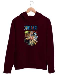 One Piece Family Bordo Unisex Kapşonlu Sweatshirt