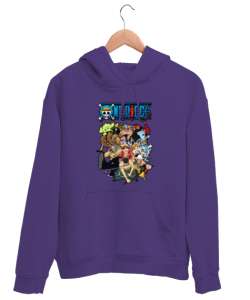 One Piece Family Mor Unisex Kapşonlu Sweatshirt