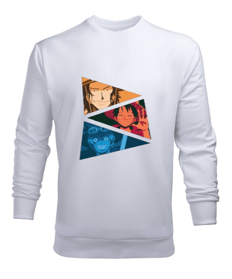 Tisho - One Piece Kardeşler Beyaz Erkek Sweatshirt