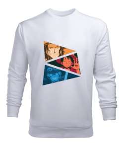 One Piece Kardeşler Beyaz Erkek Sweatshirt