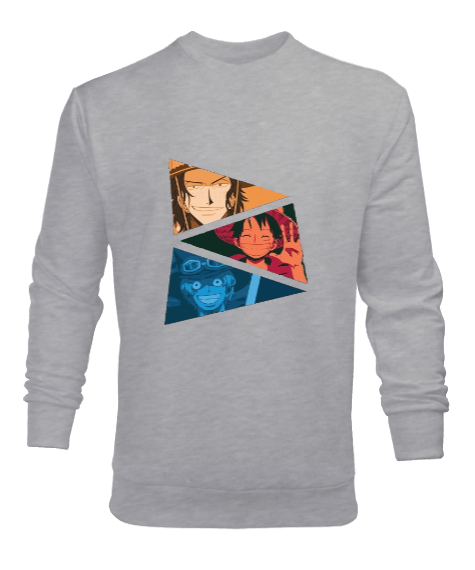 Tisho - One Piece Kardeşler Gri Erkek Sweatshirt