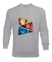 One Piece Kardeşler Gri Erkek Sweatshirt - Thumbnail