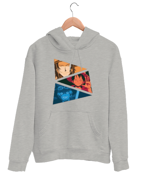 Tisho - One Piece Kardeşler Gri Unisex Kapşonlu Sweatshirt