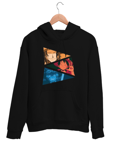 Tisho - One Piece Kardeşler Siyah Unisex Kapşonlu Sweatshirt