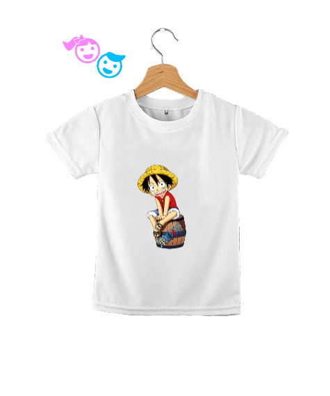 Tisho - One Piece Luffy Beyaz Çocuk Unisex