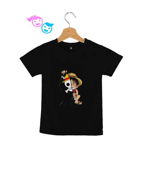 Tisho - One Piece Luffy Siyah Çocuk Unisex