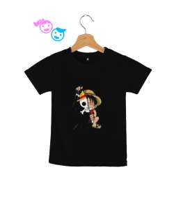 One Piece Luffy Siyah Çocuk Unisex