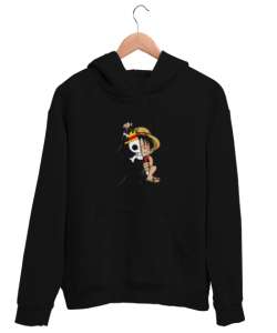 One Piece Luffy Siyah Unisex Kapşonlu Sweatshirt