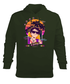 One Piece Monkey D. Luffy Anime Tasarım Baskılı Erkek Kapüşonlu Hoodie Sweatshirt