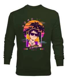 One Piece Monkey D. Luffy Anime Tasarım Baskılı Erkek Sweatshirt