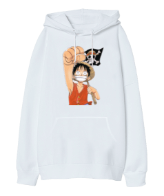 One Piece Monkey D. Luffy Oversize Unisex Kapüşonlu Sweatshirt