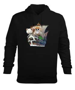 One Piece Sunny Go Siyah Erkek Kapüşonlu Hoodie Sweatshirt