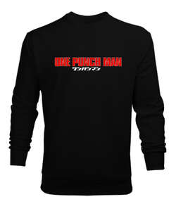 one punch man logo desenli Siyah Erkek Sweatshirt