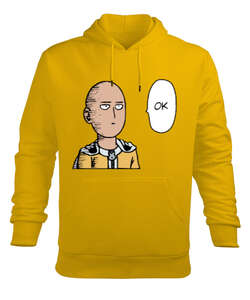 One Punch Man : Saitama Ok Sarı Erkek Kapüşonlu Hoodie Sweatshirt