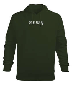 One Way Haki Yeşili Erkek Kapüşonlu Hoodie Sweatshirt