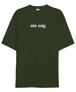 One Way Haki Yeşili Oversize Unisex Tişört