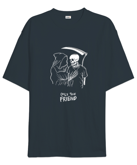 Tisho - Only True Friends Füme Oversize Unisex Tişört