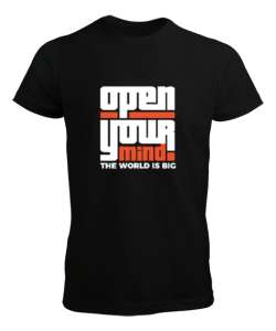 Open Your Mind - Zihnini Aç Dünya Büyük Siyah Erkek Tişört