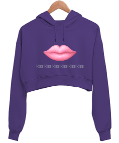 ÖPÜCÜK Kadın Crop Hoodie Kapüşonlu Sweatshirt