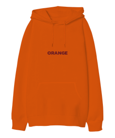 Orange Oversize Unisex Kapüşonlu Sweatshirt