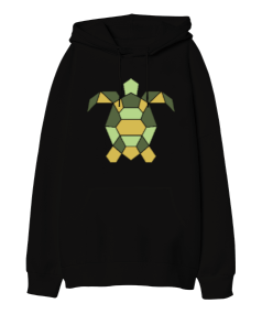 Origami Kaplumbağa Oversize Unisex Kapüşonlu Sweatshirt