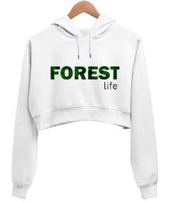 Orman Tasarım Kadın Crop Hoodie Kapüşonlu Sweatshirt