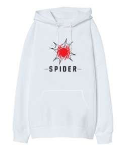 Örümcek - Spider Beyaz Oversize Unisex Kapüşonlu Sweatshirt