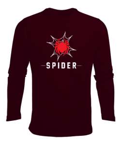 Örümcek - Spider Bordo Erkek Uzun Kol Yazlık Tişört